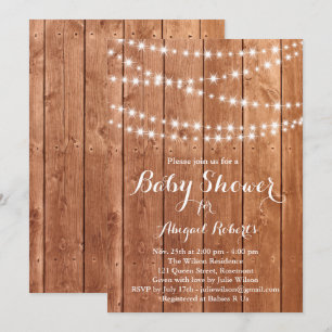 Invitation Baby shower Twinkle Lights - chêne
