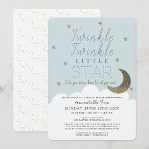 Invitation Baby shower Twinkle Little Star Blue Drive-by
