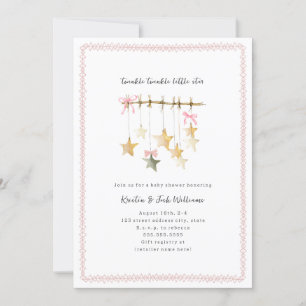 Invitation Baby shower Twinkle Little Star Boho Bows
