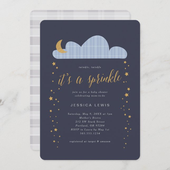 Invitation Baby shower Twinkle Twilight (Devant / Derrière)