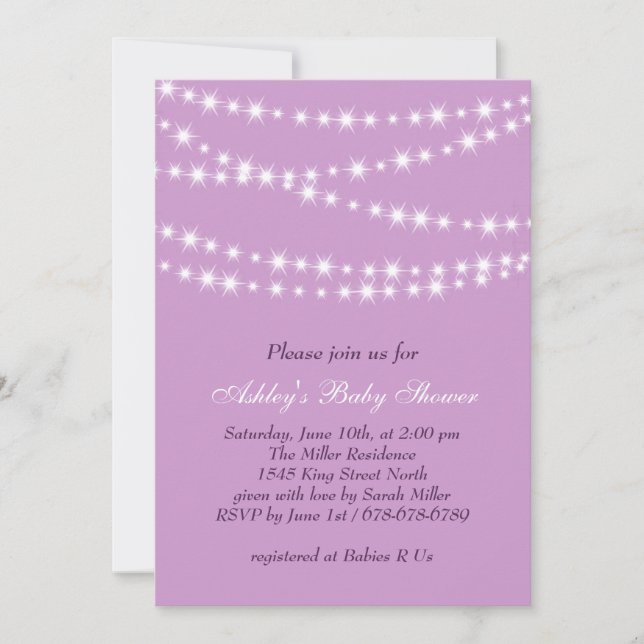 Invitation Baby shower Twinkle Twinkle Little Star (Devant)