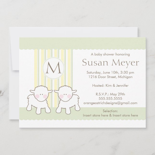 Invitation Baby shower - Twins (Devant)