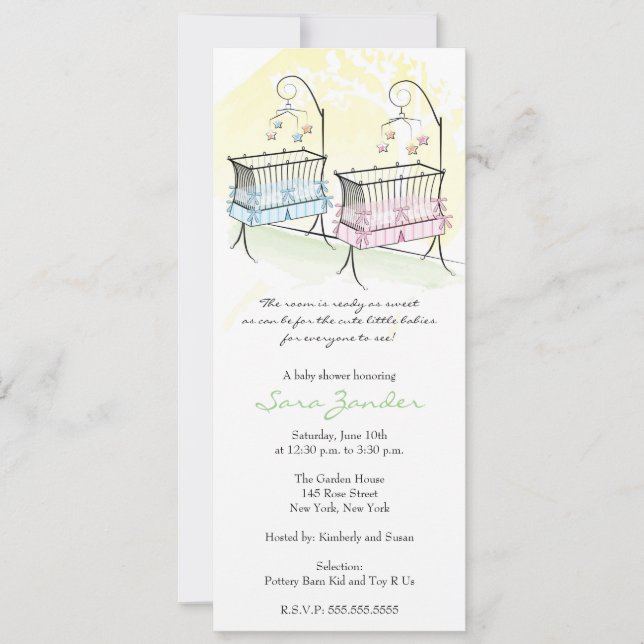 Invitation Baby shower Twins - Bébés (Devant)