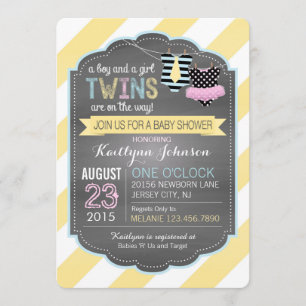 Invitation Baby shower Twins Cravates et Tutu