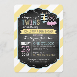 Invitation Baby shower Twins Cravates et Tutu