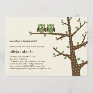 Invitation Baby shower Twins de Dotty Owls