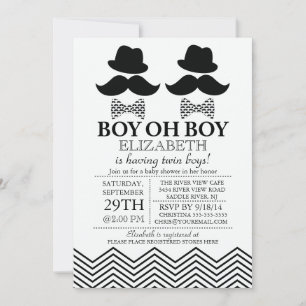 Invitation Baby shower TWINS de Little Man Mustache
