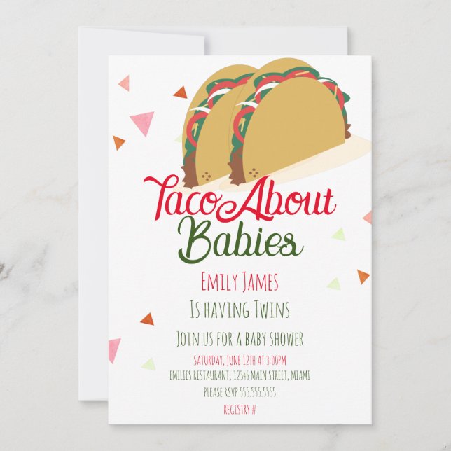 Invitation Baby shower Twins Deux Tacos (Devant)