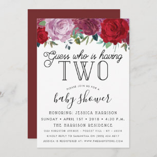Invitation Baby shower Twins Fleuris tendance