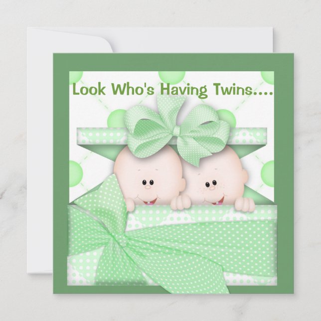 INVITATION BABY SHOWER TWINS NEUTRE (Devant)