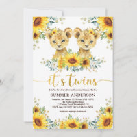 Baby shower Twins Sunflower Lion Cub