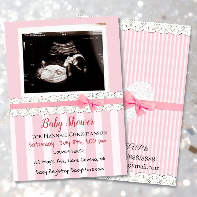 Invitation Baby shower Ultrasound pour filles roses personnal (Créateur téléchargé)