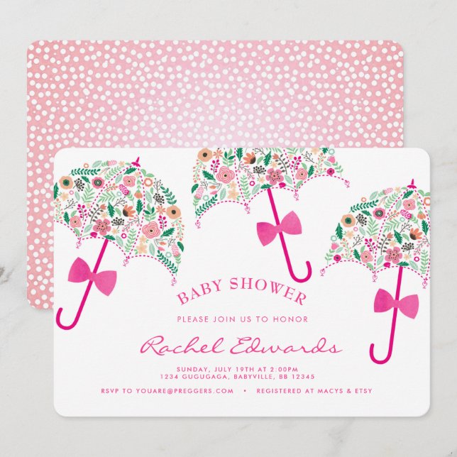 Invitation Baby shower Umbrella (Devant / Derrière)