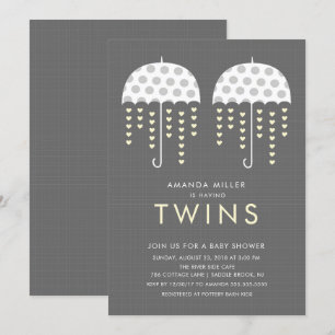 Invitation Baby shower Umbrella TWINS