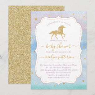 Invitation Baby shower Unicorn Parties scintillant or