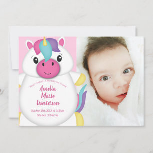 Invitation Baby shower Unicorne rose