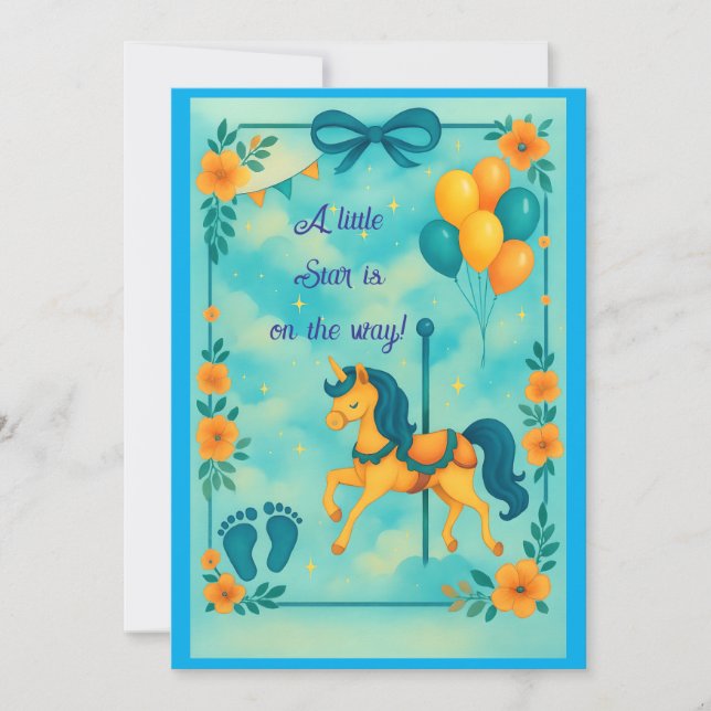 Invitation Baby shower Unicorne Whimsical (Devant)