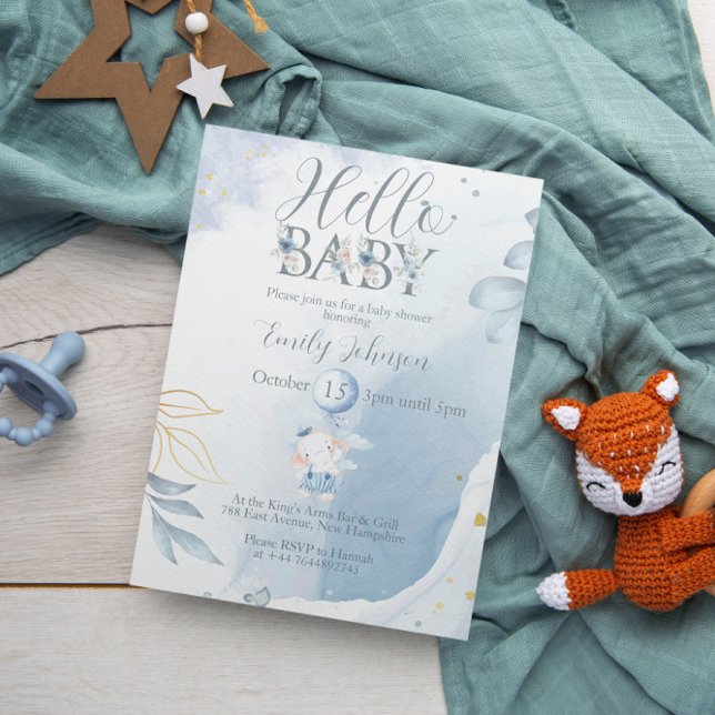Invitation Baby shower unique Blue Elephant (Créateur téléchargé)
