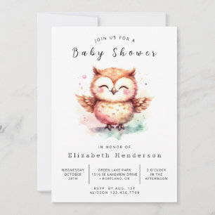 Invitation Baby shower unique de la Chouette de Boho