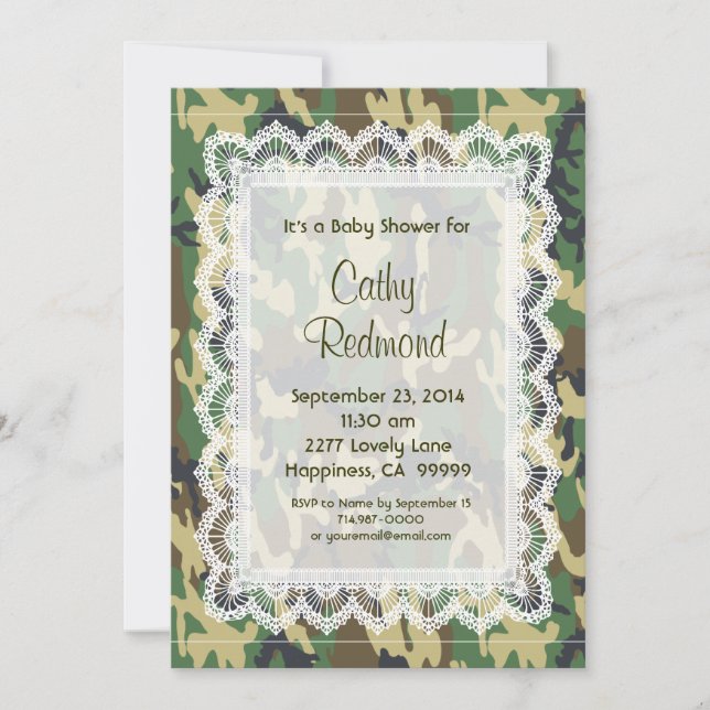 Invitation Baby shower V11 de la dentelle verte NEUTRE GENRE (Devant)