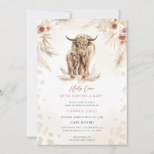 Invitation Baby Shower Vache Highland Bohème