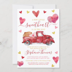 Invitation Baby shower Valentin par courrier avec les coeurs