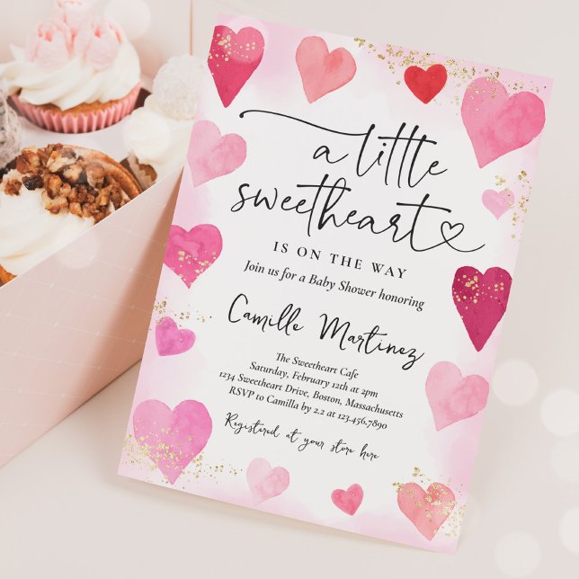 Invitation Baby shower Valentine Sweetheart Rose Red Hearts (Créateur téléchargé)
