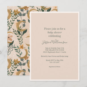 Invitation Baby shower végétal Boho Blush minimaliste