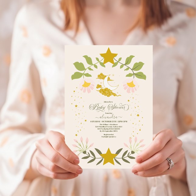 Invitation Baby shower végétal céleste vintage (Créateur téléchargé)