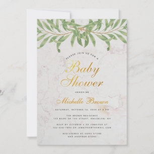 Invitation Baby Shower Végétal Élégant Écriture Genre Neutre