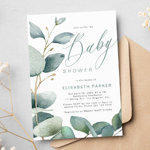 Invitation Baby shower végétal Eucalyptus