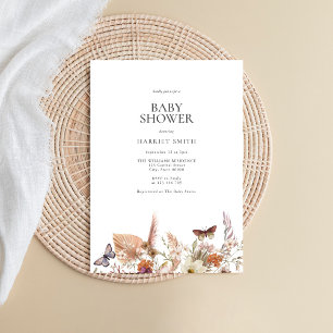 Invitation Baby shower végétal minimaliste Boho