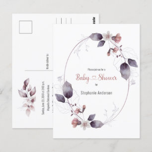 Invitation Baby shower végétal rose de Mauve