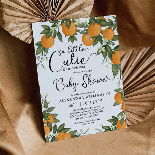 Invitation Baby shower verdoyant orangé Whimsical