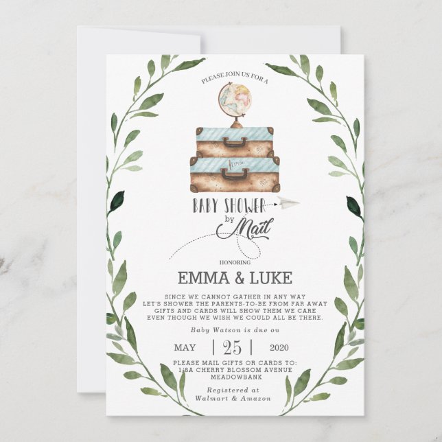 Invitation Baby shower verdoyant par Mail Long Distance Boy (Devant)