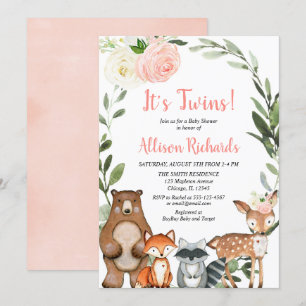 Invitation baby shower verdoyant pour animaux de forêt de jeu