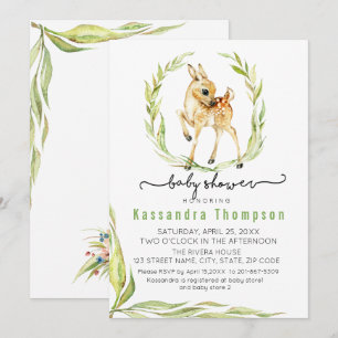 Invitation Baby shower Verdoyant pour bébé en aquarelle