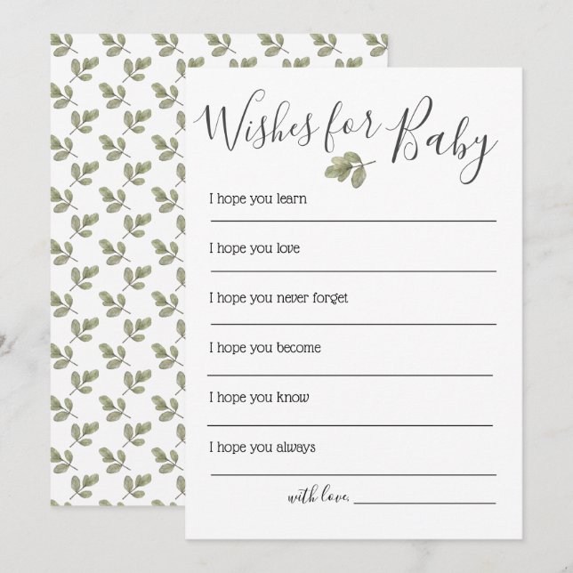 Invitation Baby shower Verdoyant Voeux Pour Bébé (Devant / Derrière)