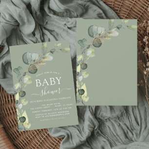 Invitation Baby shower Verdure Eucalyptus Succulent Élégant