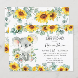 Invitation Baby Shower Verdure Eucalyptus Tournesol Koala