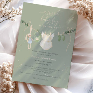 Invitation Baby shower vert Boho Sage