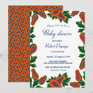 Invitation Baby shower vert d'été frais et sucré de Papaya
