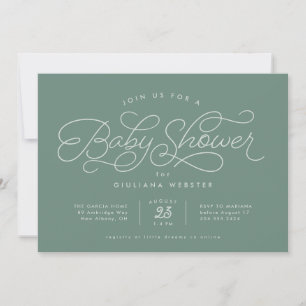 Invitation Baby shower vert doux simple et mignon