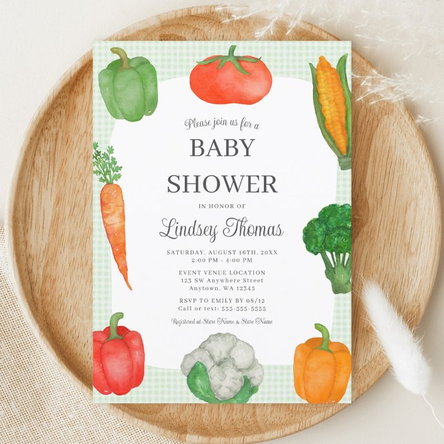 Invitation Baby shower vert du marché agricole (Créateur téléchargé)