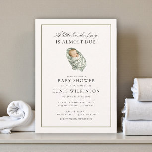 Invitation Baby Shower Vert Éteint un petit paquet
