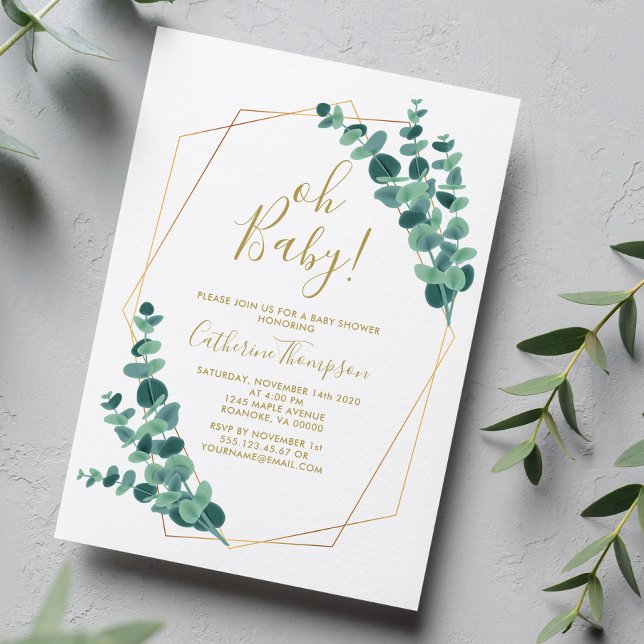 Invitation Baby shower vert Eucalyptus (Créateur téléchargé)