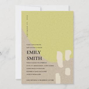 INVITATION BABY SHOWER VERT KRAFT ABSTRAIT MODERNE