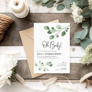 Invitation Baby shower vert moderne par courrier
