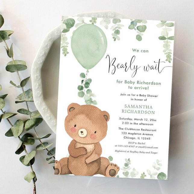 Invitation Baby shower vert neutre pour bébé (Créateur téléchargé)