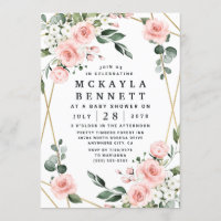 Baby shower vert rose et or floral